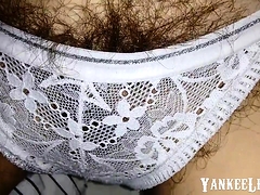 my girl very hairy in transparent white lingerie