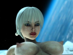 Cyber angel dickgirl fucks sexy blonde in the space station